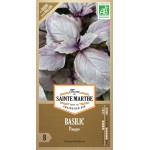 Bio-Samenbeutel Basilic Pourpre von La Ferme Sainte Marthe mit dekorativem violettem Laub für aromatische Kultur