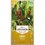 Samenbeutel Cayenne-Chili AB von La Ferme Sainte Marthe mit Pflanzen und scharfen roten Früchten