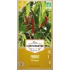 Samenbeutel Cayenne-Chili AB von La Ferme Sainte Marthe mit Pflanzen und scharfen roten Früchten