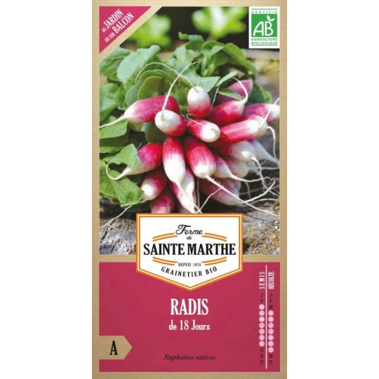 Bio-Samenbeutel Radieschen 18 Jours AB von La Ferme Sainte Marthe für schnellen Gemüseanbau