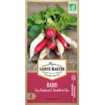 Bio-Radieschen-Mischung von Sainte Marthe mit Sorten Sora rot, Flamboyant rosa und Chandelle de Glace weiß