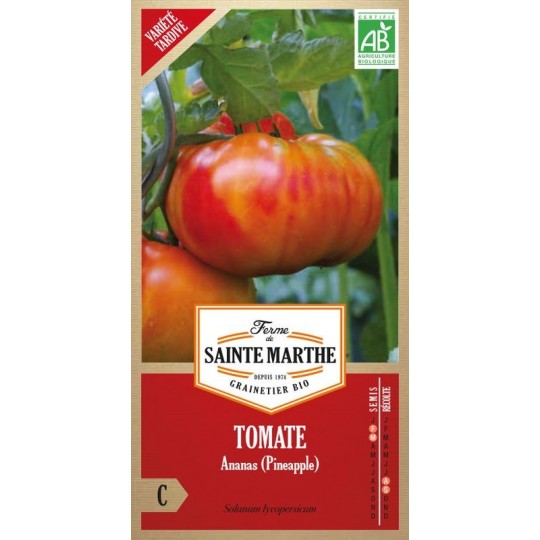 Bio-Samenbeutel Tomate Ananas Pineapple von La Ferme Sainte Marthe, alte Sorte mit großen Früchten
