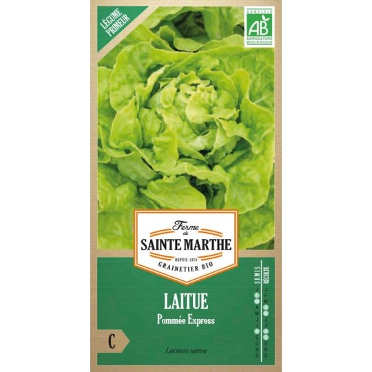 Samenbeutel mit Laitue Pommée Express AB von La Ferme Sainte Marthe, nachbaufähige Bio-Sorte