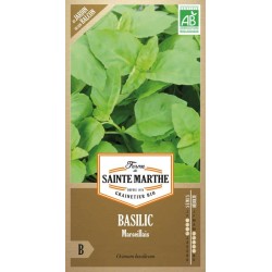 Samenbeutel von Bio-Marseiller Basilikum La Ferme Sainte Marthe, traditionelle provenzalische Sorte