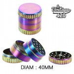 Champ High Fluted Bezel Rainbow Grinder 40mm aus regenbogenfarbenem Aluminium, 4-teilig mit Pollenfänger