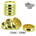Cryptex Metall-Grinder 53mm gold 4-teilig mit Diamantenzähnen und magnetischem Premium-Deckel