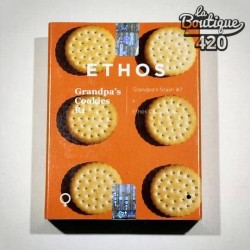 Orange Ethos Genetics Verpackung der feminisierten Grandpa's Cookies R1 mit sichtbaren 6 premium Cannabissamen