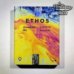 Farbige Verpackung der feminisierten Zweet OG R2-Samen von Ethos Genetics mit lebendigem künstlerischem Design