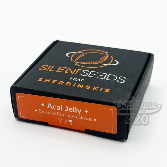 Boîte de graines Silent Seeds Acai Jelly féminisées, collaboration premium avec Sherbinskis