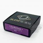 Schachtel mit feminisierten Silent Seeds Gorilla Frost Samen, Premium-Sorte aus der Kreuzung mit Gorilla Glue