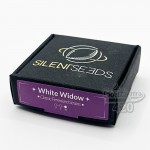 Professionelle Verpackung der feminisierten White Widow Samen von Silent Seeds, legendäre Premium-Sammlersorte
