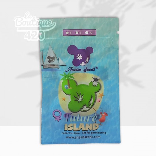 Paquet de graines Future Island féminisées d'Anesia Seeds avec illustration colorée et logo de la marque