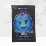 Sachet de graines Frozen Face Auto d'Anesia Seeds avec emoji bleu glacé et logo cannabis violet sur packaging noir