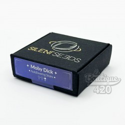 Graines de cannabis Moby Dick Auto de Silent Seeds dans packaging noir et bleu pour collection génétique
