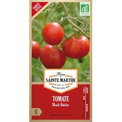 Samenbeutel mit biologischen Tomatensamen Bloody Butcher AB von La Ferme Sainte Marthe, alte Sorte