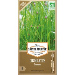 Bio-Samenbeutel mit ciboulette commune von La Ferme Sainte Marthe mit wachsenden grünen Pflanzen