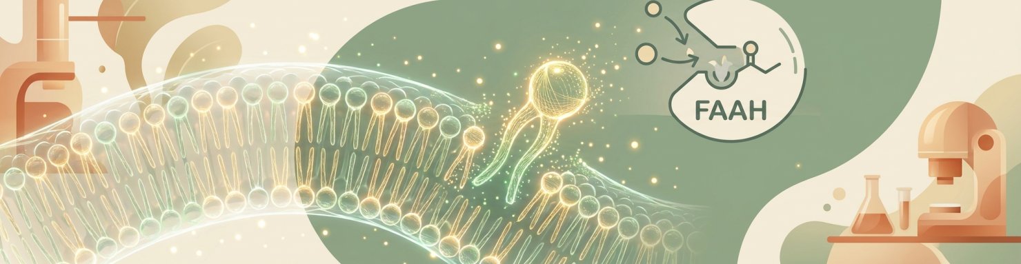 Synthèse et dégradation de l'anandamide par l'enzyme FAAH dans la membrane cellulaire