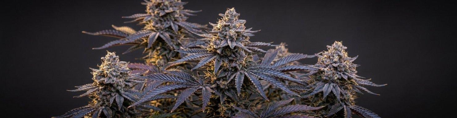 Génétique Blue Cheese : hybride UK Cheese x Blueberry aux reflets bleu-violacé