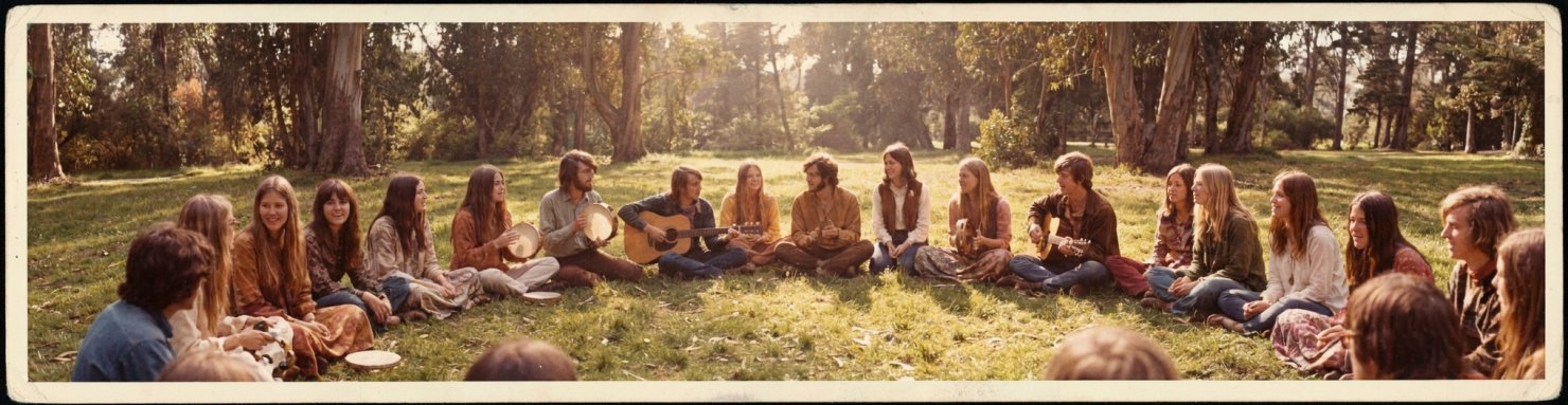 Rassemblement hippie au Golden Gate Park pendant le Summer of Love 1967 et contre-culture cannabis
