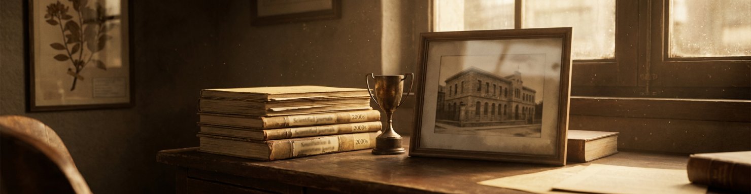 Bureau vintage évoquant l'héritage historique et les distinctions reçues par la Cannatonic