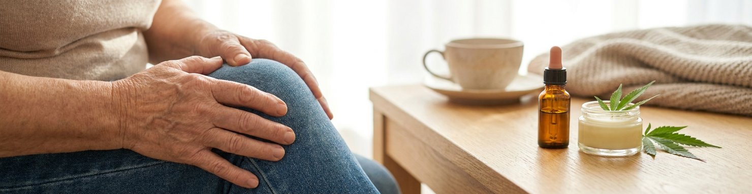 Personne âgée soulageant une articulation, CBD et arthrose