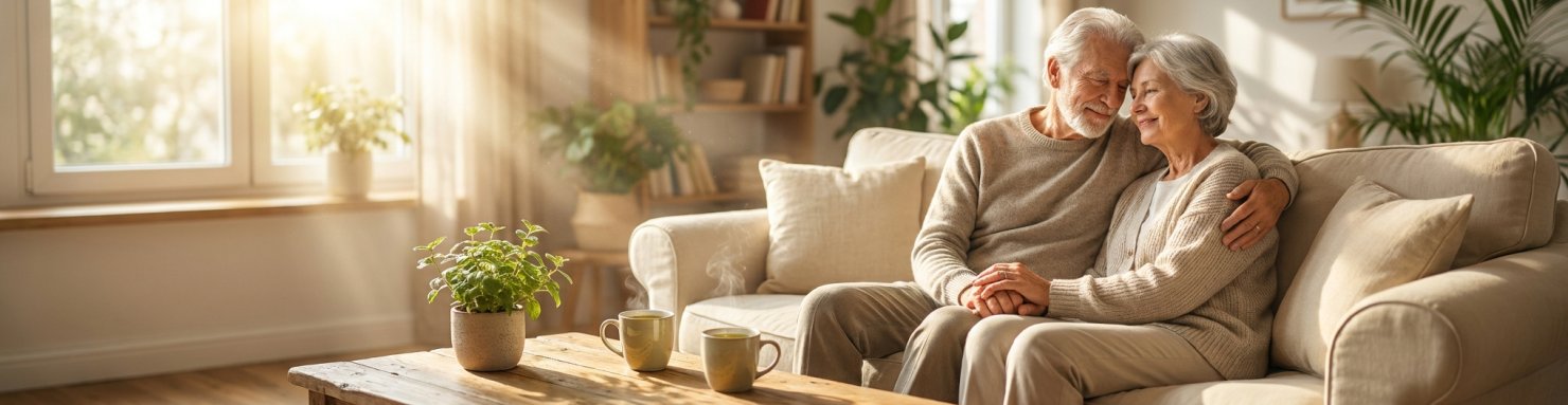 Couple de personnes âgées détendu, bienfaits du CBD pour les seniors