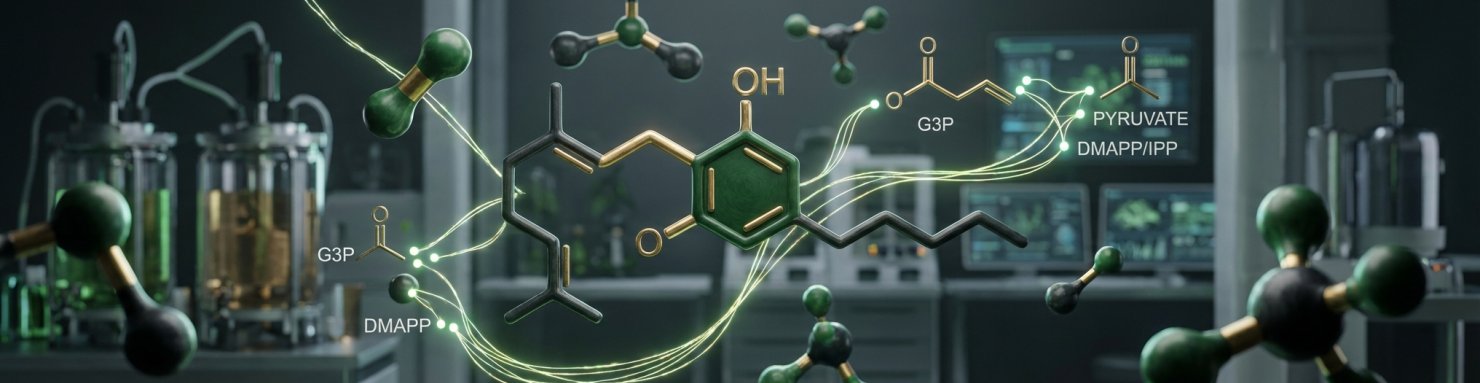 Molécule CBGA précurseur de la biosynthèse des cannabinoïdes via la voie MEP