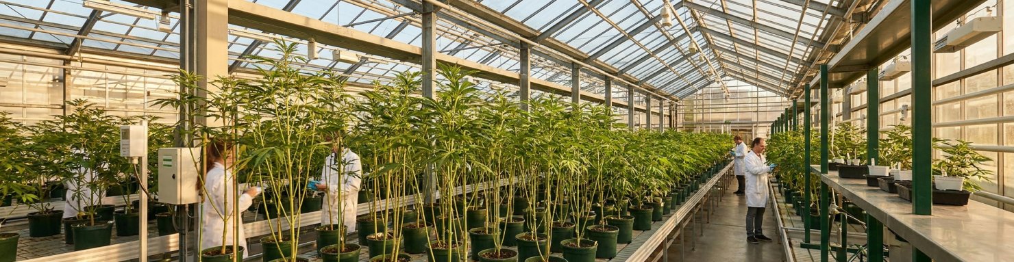 Serre de recherche dédiée au chanvre industriel à dominante CBD du chémotype III