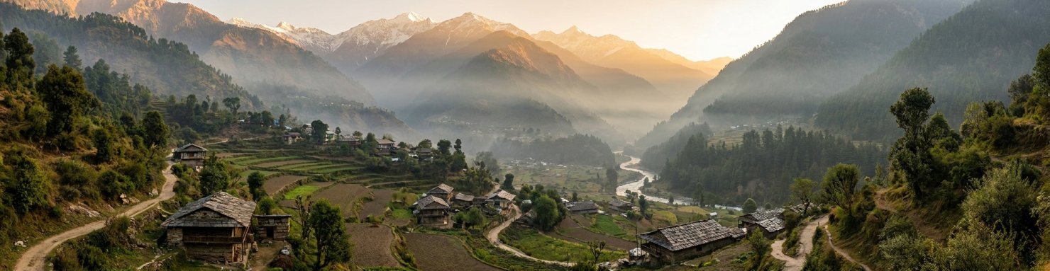 Paysage montagneux de la vallée de Parvati en Himalaya, berceau du charas traditionnel