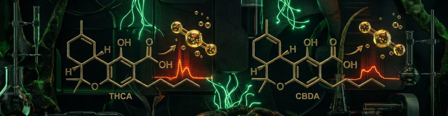 Décarboxylation THCA CBDA en THC CBD avec perte de dioxyde de carbone