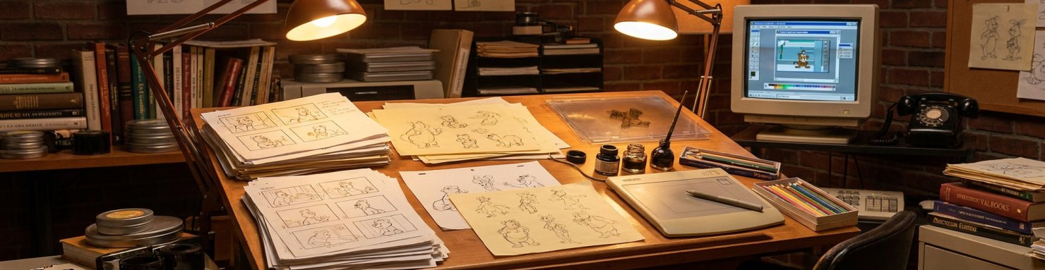 Créateurs visionnaires du dessin animé vulgaire dans un studio d'animation vintage