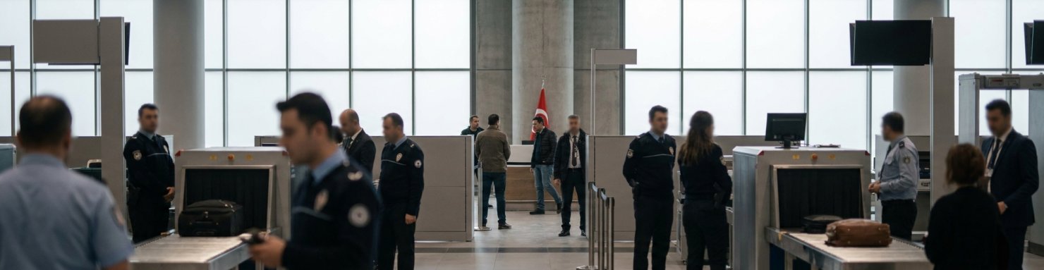 Contrôle douanier dans un aéroport turc illustrant les peines pour la drogue en Turquie