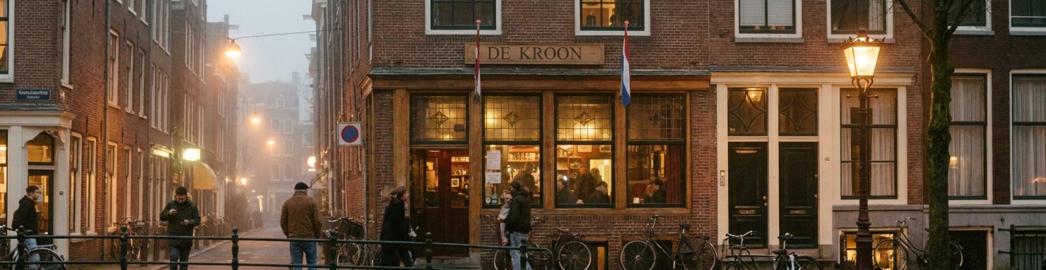 Façade historique d'un coffeeshop néerlandais illustrant le paradoxe du gedoogbeleid et de l'achterdeur
