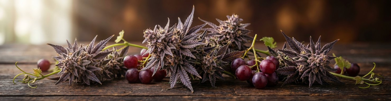 Génétique Grape Ape : Mendocino Purps, Skunk #1 et Afghani, parents botaniques d'un cultivar purple californien