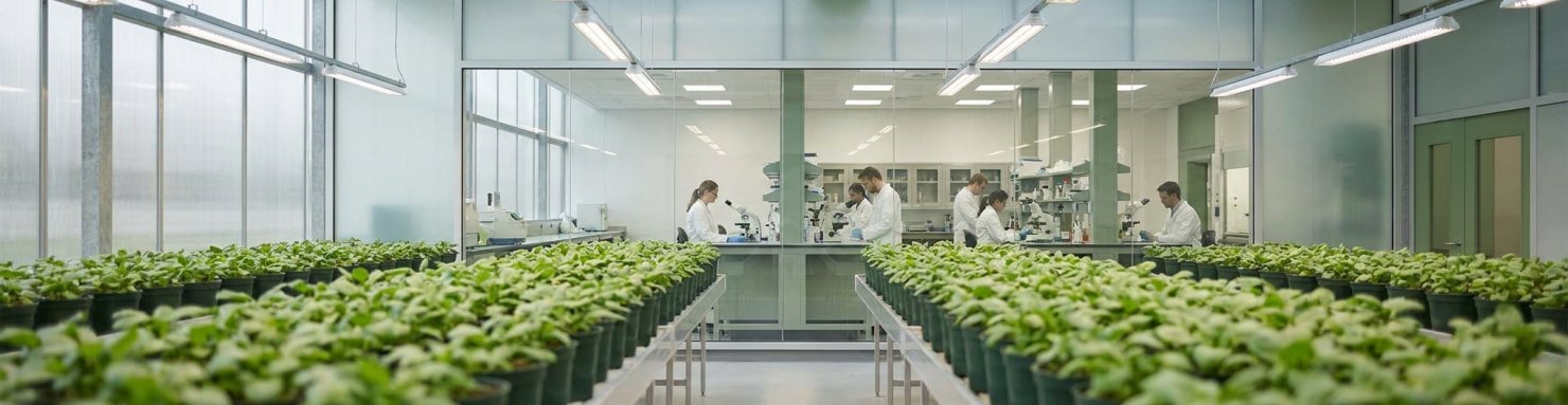 Serre de recherche et laboratoire illustrant la validation scientifique du cannabis médical par GW Pharmaceuticals