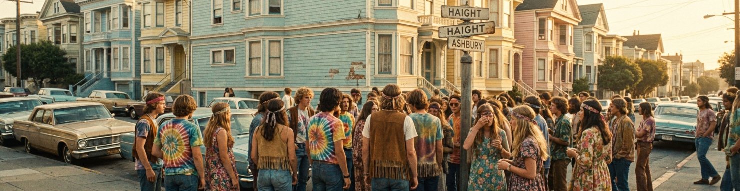 Intersection Haight-Ashbury San Francisco pendant le Summer of Love 1967