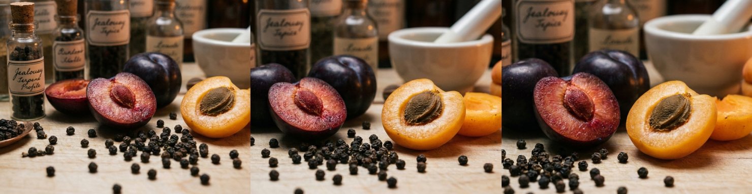 Profil terpénique Jealousy strain caryophyllène limonène myrcène poivre prune abricot