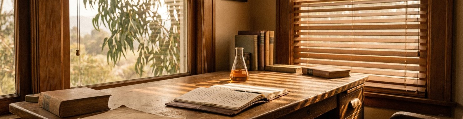 Ambiance bureau psychothérapie californienne années 1970, écosystème de la MDMA et des recherches d'Alexander Shulgin