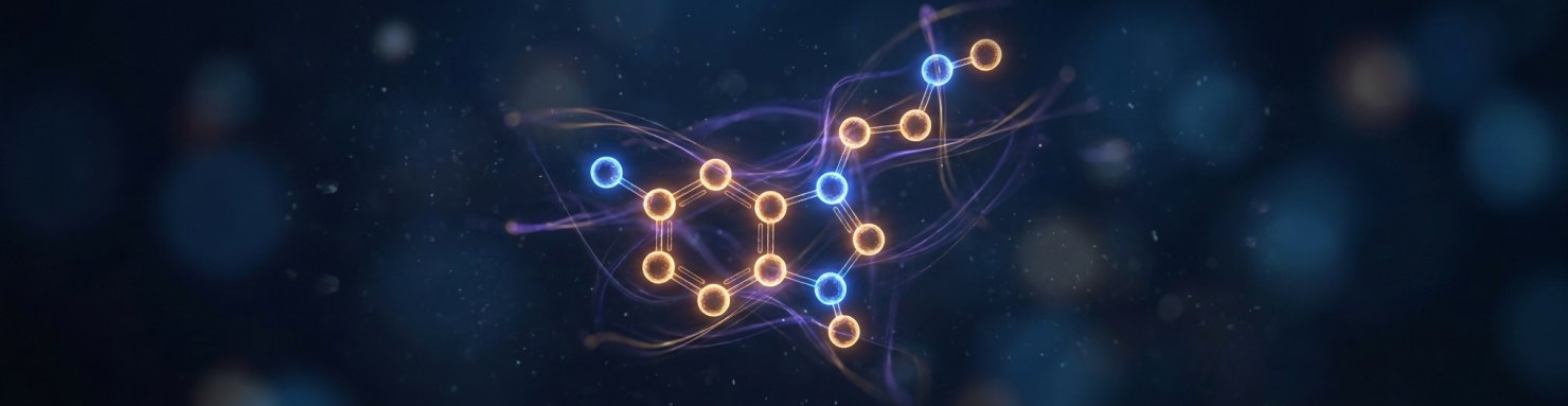 Représentation neuroscientifique de la molécule MDMA dans un environnement synaptique cérébral