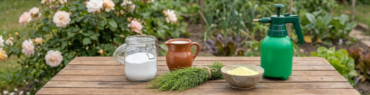 Remèdes naturels contre l'oïdium : bicarbonate, lait, prêle, soufre et pulvérisateur