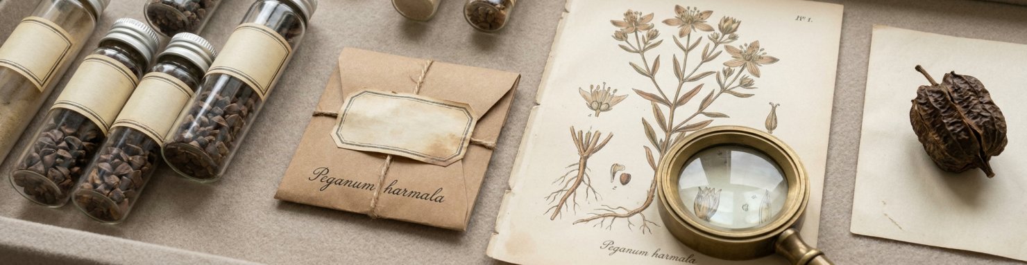 Graines de Peganum harmala conservées dans une collection botanique