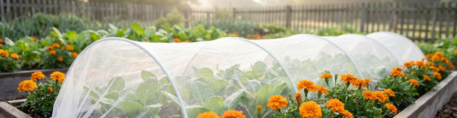 Filet anti-insectes et œillets d'Inde pour prévenir la mineuse au potager