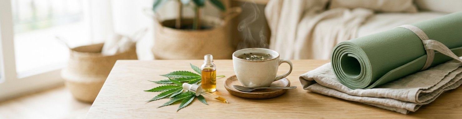 Routine bien-être au CBD et tisane pour accompagner le syndrome prémenstruel