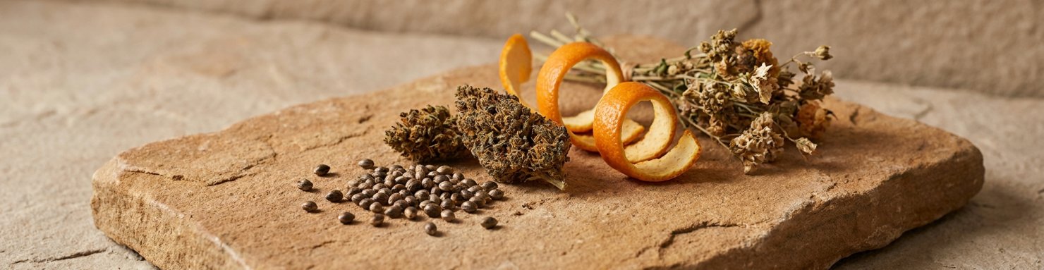 Graines de collection et resine evoquant les breeders de la Tropicana Cookies